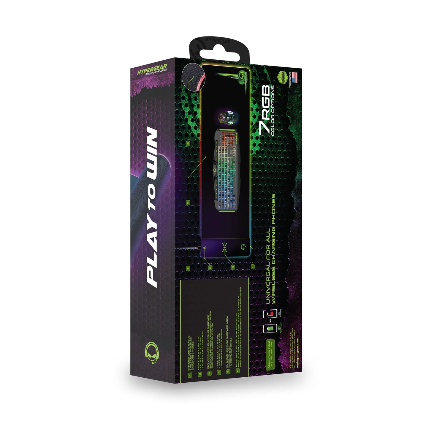 Hypergear Battle Charge Wireless Gaming Mouse Pad with Integrated Wireless Charging Technology